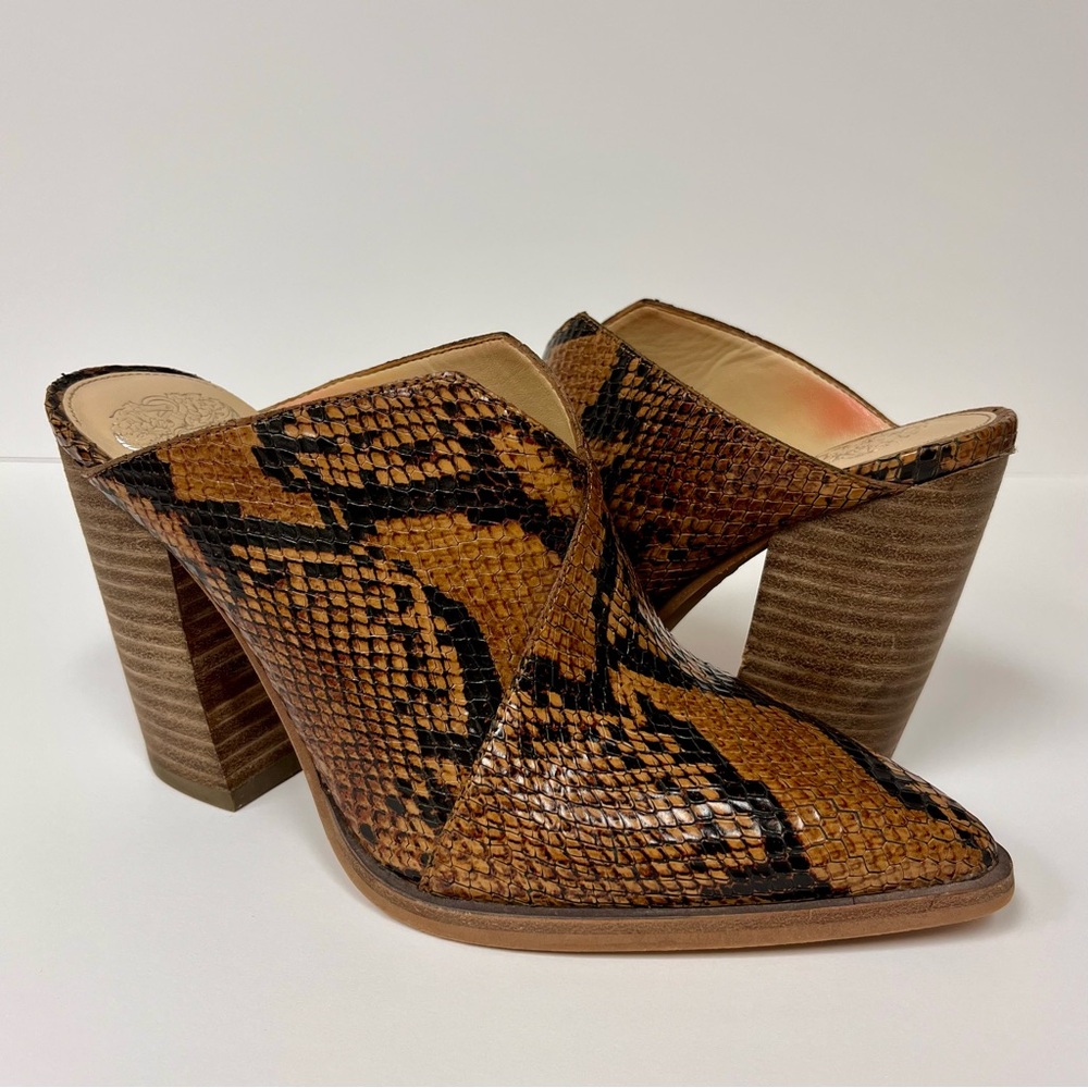 Women’s Vince Camuto Crissidy Snake Skin Heeled Mule, Size 7M